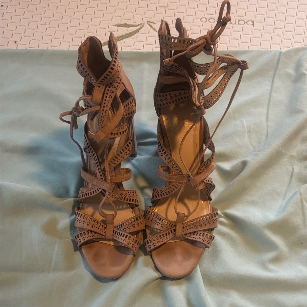 Vince Camuto Brown Lace-Up Heels